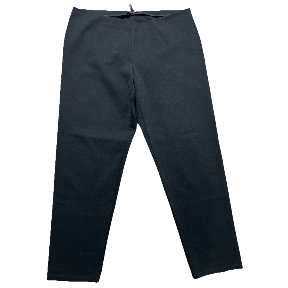 Eileen Fisher Size XL Rayon Nylon Spandex Elastic Waist Slim Pants Black